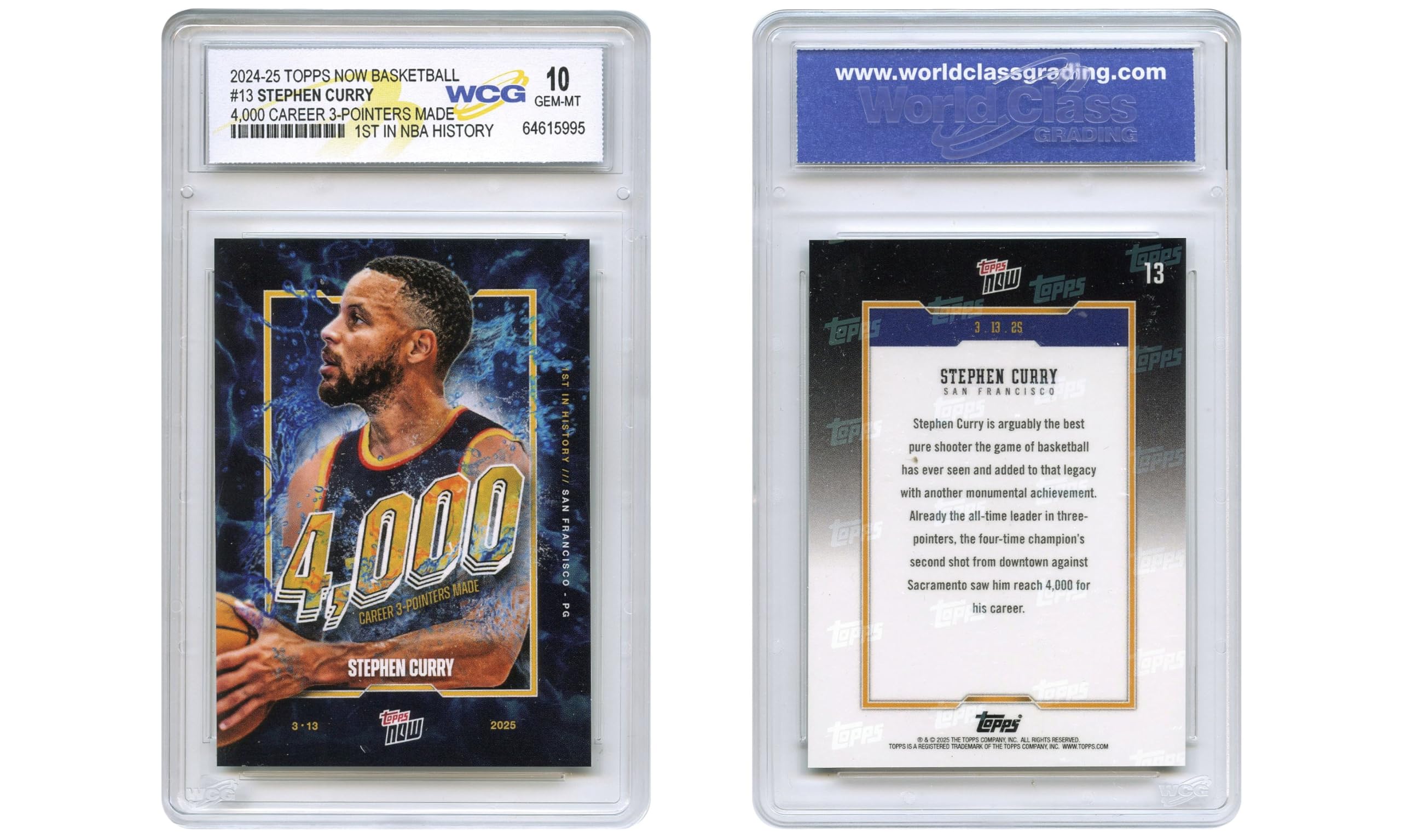 Amazon.com: 2025 NBA Topps Now Stephen Curry Official 4,000 Career